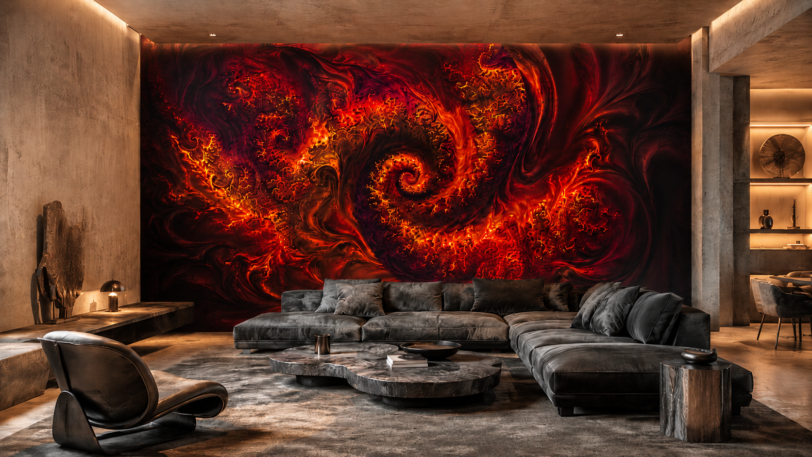 SIGNAL / INFERNO — Fractal Fire Wall Mural