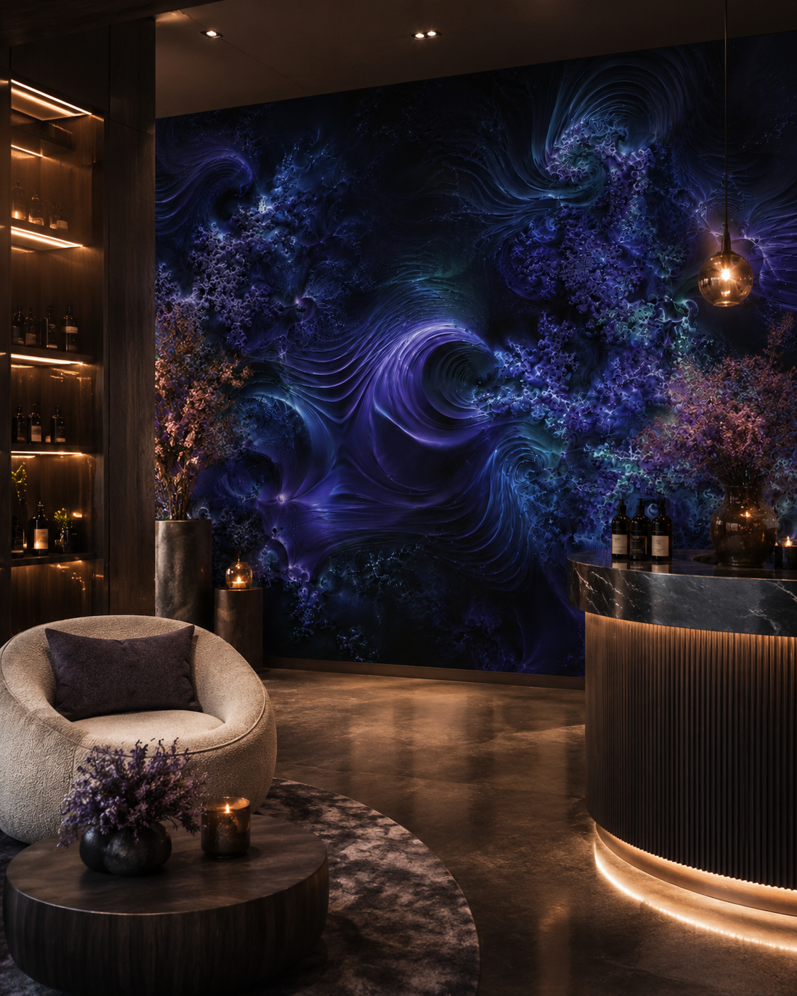 SIGNAL / NAUTILUS — Fractal Deep Wall Mural