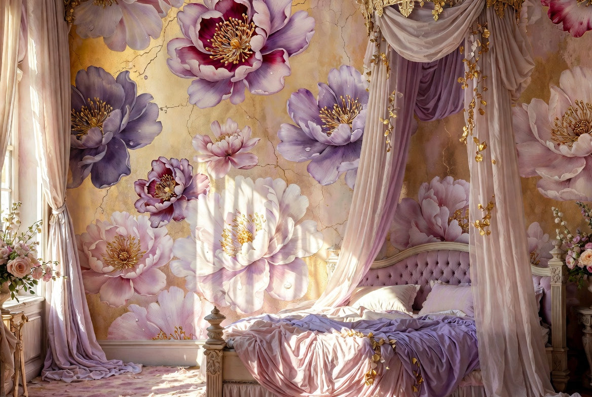 BLOOM / PEONIES — Violet/Lilac · Purple Peony Wall Mural