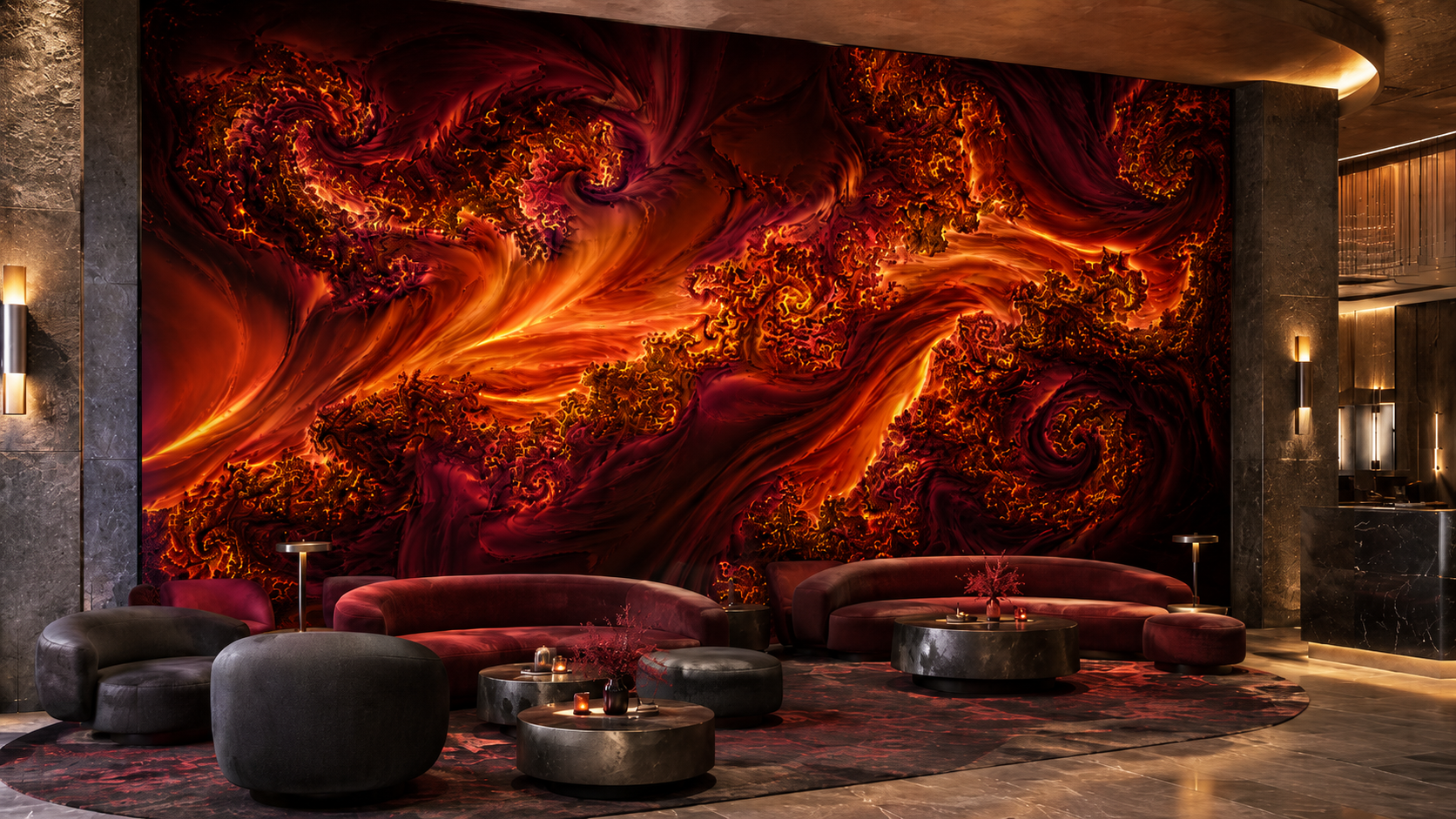 SIGNAL / INFERNO — Fractal Fire Wall Mural