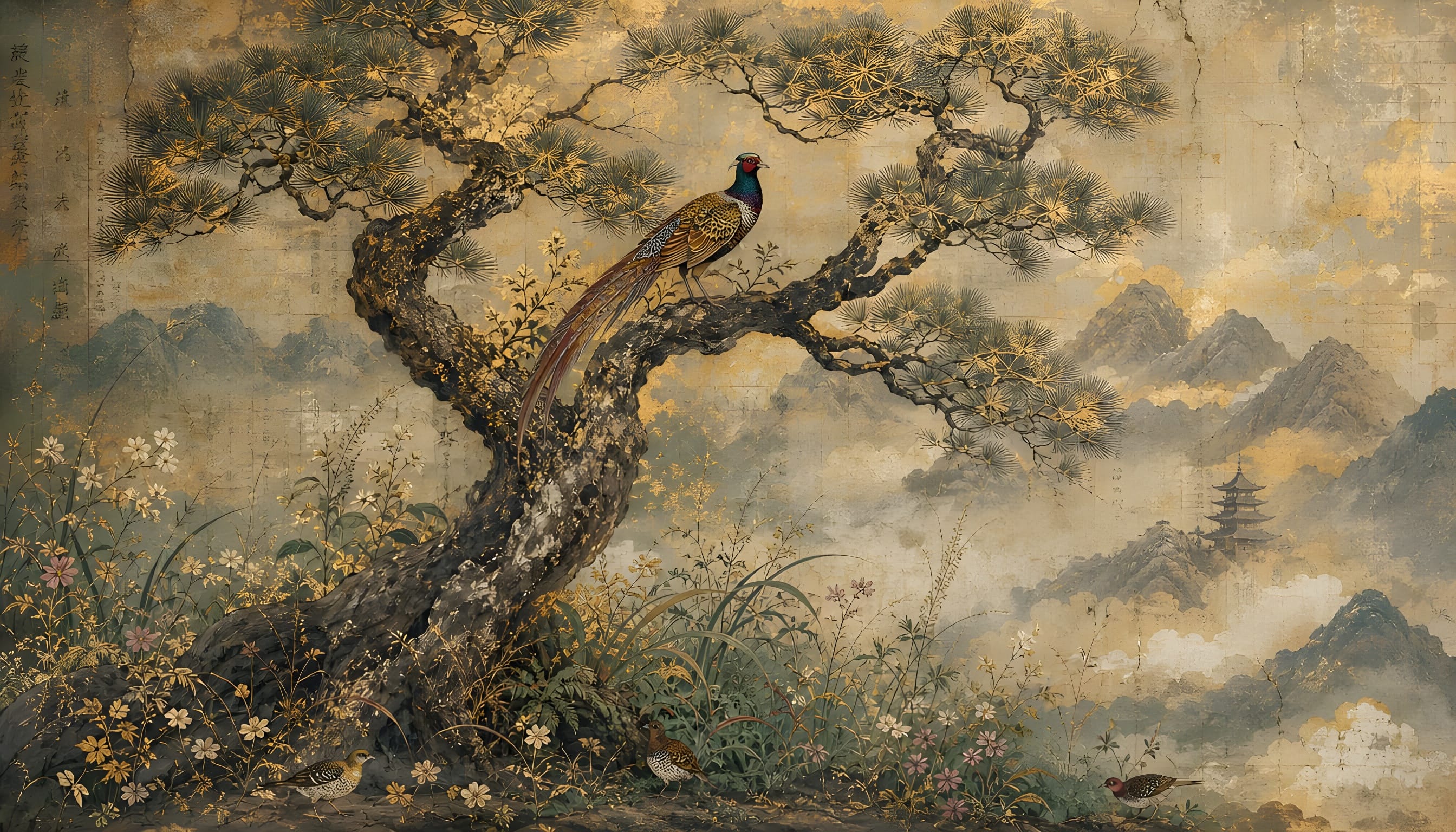MIST / HERON — Japanese Crane Wall Mural