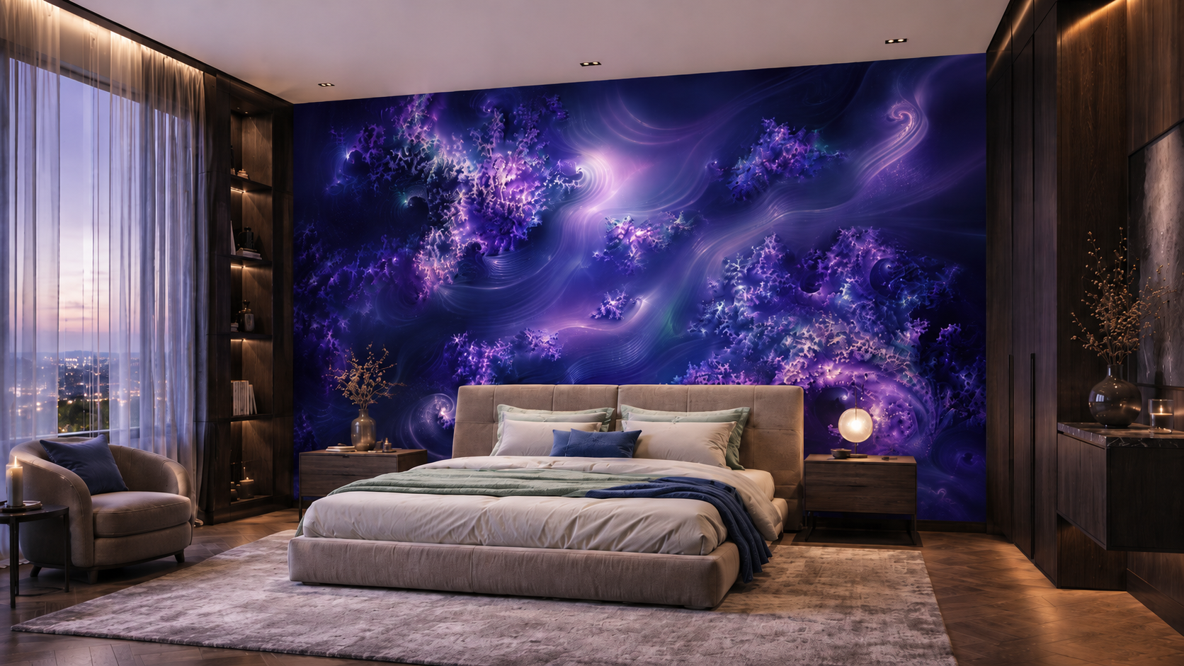 SIGNAL / NAUTILUS — Fractal Deep Wall Mural