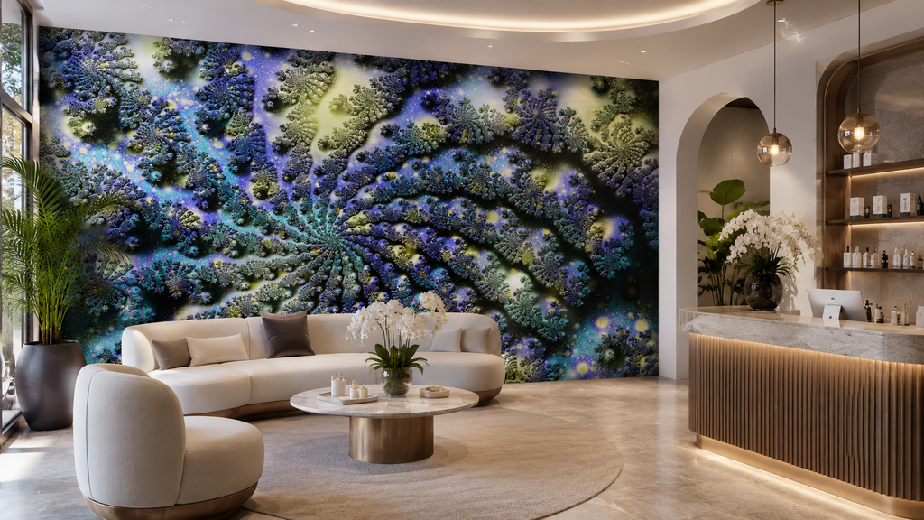 SIGNAL / VORTEX — Fractal Interference Wall Mural