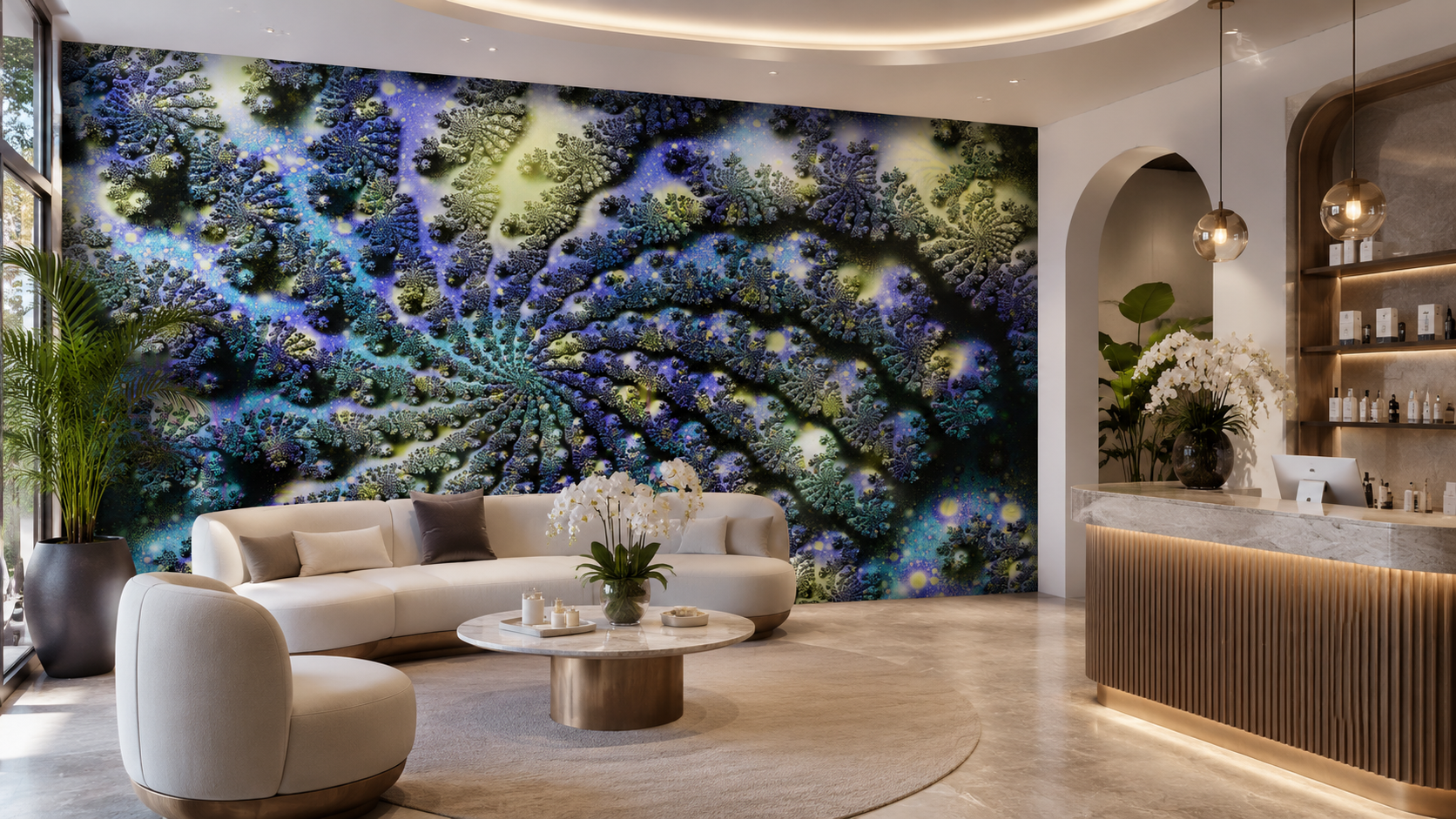 SIGNAL / VORTEX — Fractal Interference Wall Mural