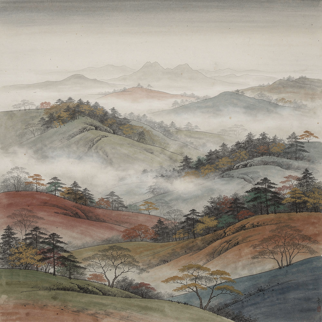 MIST / AUTUMN — Japanese Mountain Wall Mural