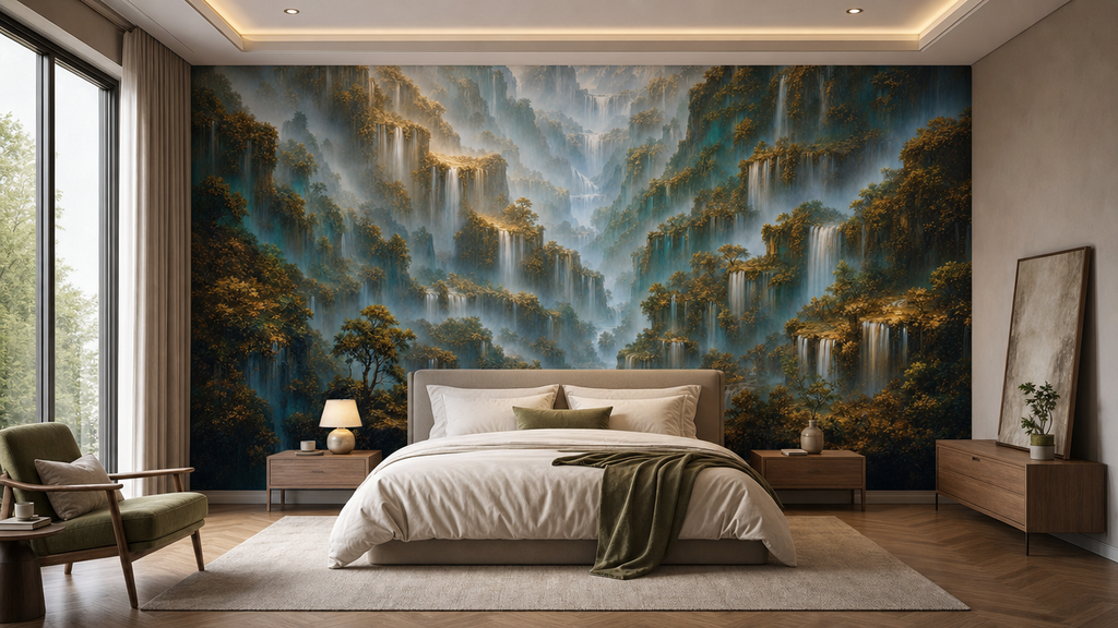 MIST / WATERFALL — Tropical Cascade Wall Mural