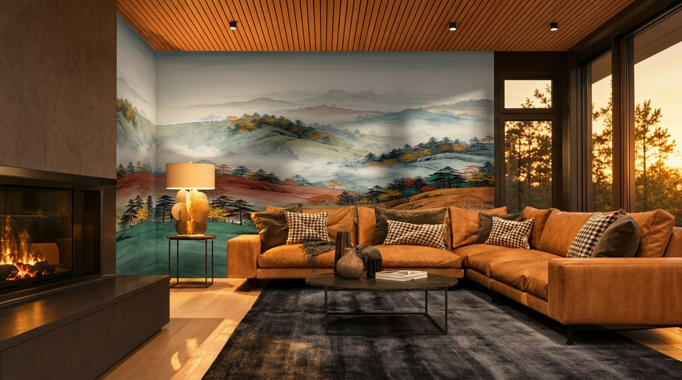 MIST / AUTUMN — Japanese Mountain Wall Mural