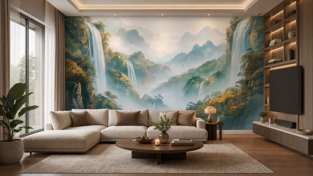 MIST / WATERFALL — Tropical Cascade Wall Mural
