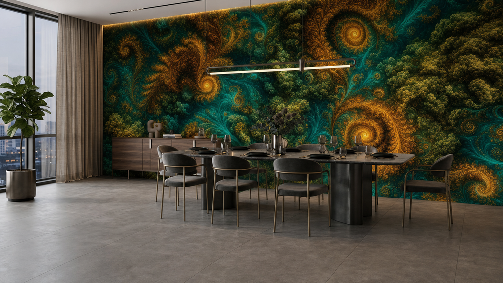 SIGNAL / VORTEX — Fractal Interference Wall Mural