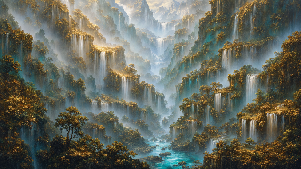 MIST / WATERFALL — Tropical Cascade Wall Mural