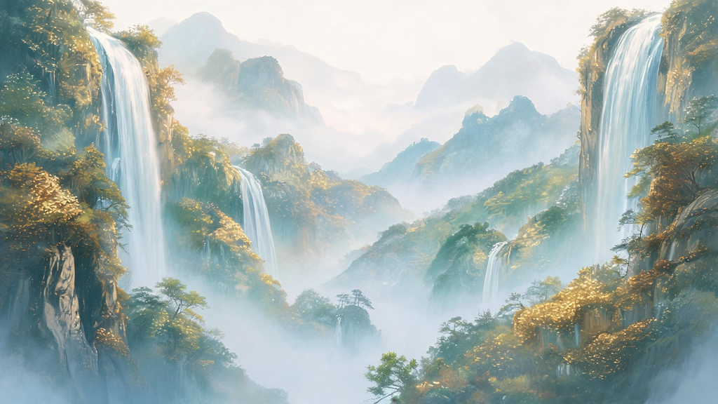 MIST / WATERFALL — Tropical Cascade Wall Mural