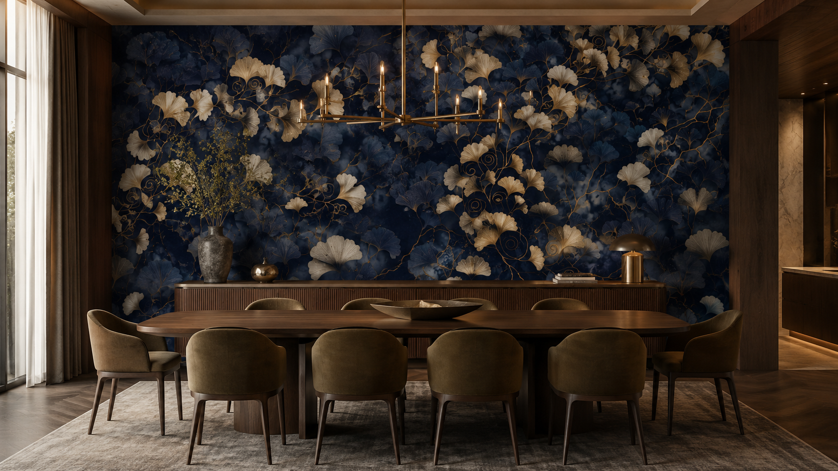 BLOOM / GINKGO — Golden Night Wall Mural