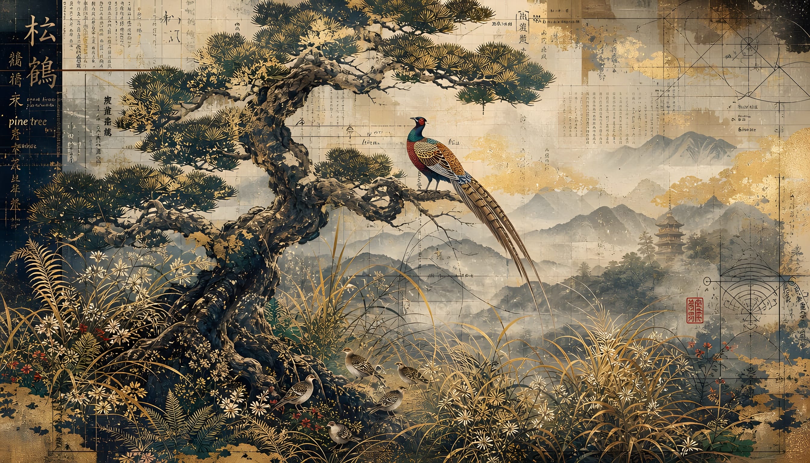MIST / HERON — Japanese Crane Wall Mural